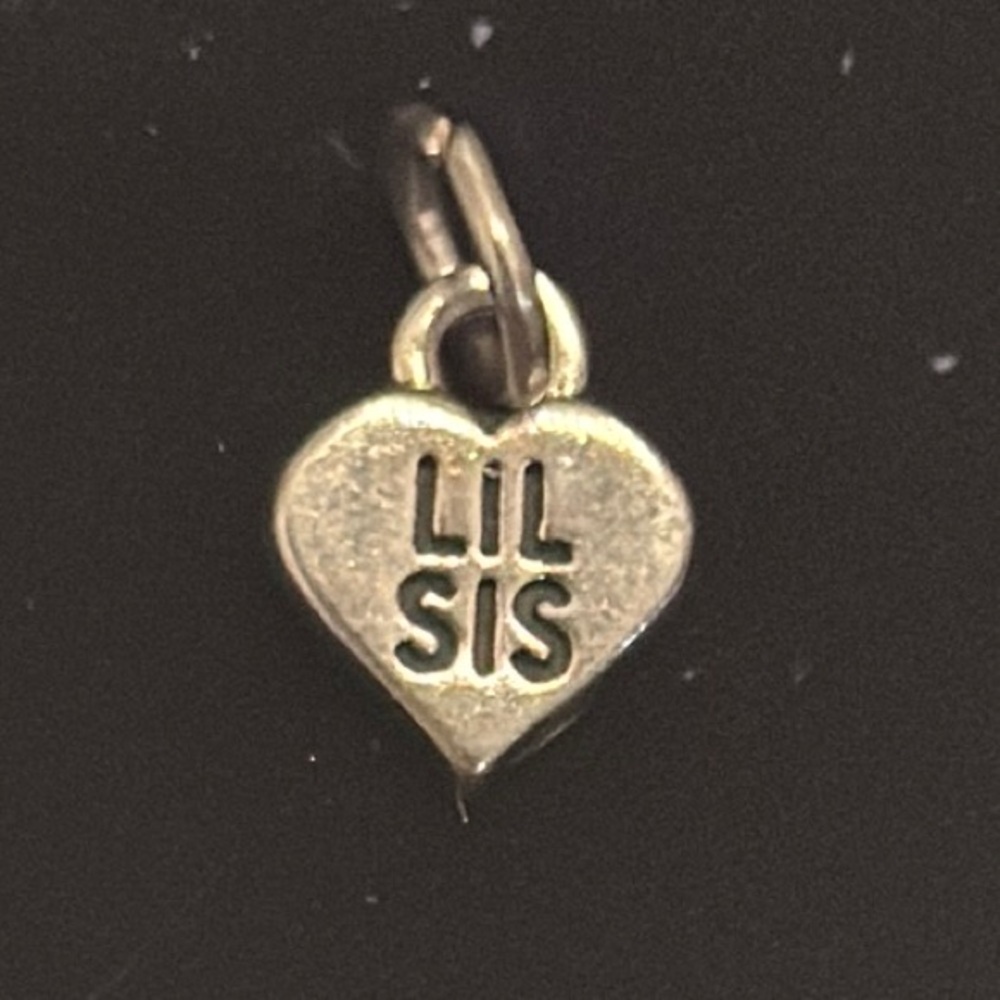 Sterling Silver Heart 'Lil Sis' Charm Pendant
